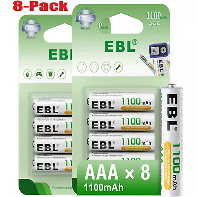 EBL 8x Rechargeable AAA Batteries 1.2V Ni-MH Triple A Battery For Toys RC Tester • $1.25