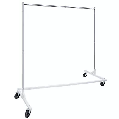 $36.59 • Buy Durable Garment Rack Rolling Collapsible Clothing Shelf Z-Base W/ Wheels 