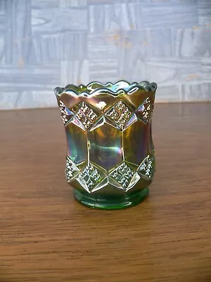 Vintage Imperial Glass Green Carnival Glass 2 1/4  Toothpick Holder • $10