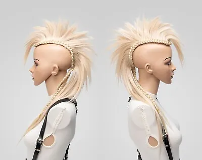 $162.27 • Buy Blonde Synthetic Mohawk Hair Piece, Glued Or Clip In, Mens Wig Unisex Steam Punk