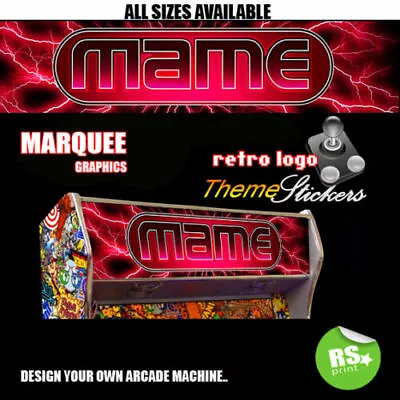 Mame Red Graphic Arcade Artwork Marquee Stickers Graphic / All Sizes   • £10.54