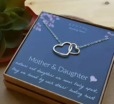 Mothers Day Gift Sterling Silver Necklace Mother And Daughter Including Gift Box • $14.49