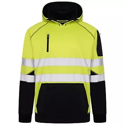 £19.95 • Buy Hi Viz Vis High Visibility Jacket Hoodie Work 3 Zip Hooded SweatShirt Fleece Top