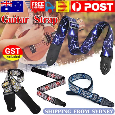 $7.45 • Buy Guitar Strap Embroider Replacement Adjustable Nylon Belt Acoustic Electric Bass