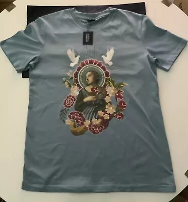 NATIONAL GALLERY Blue T-Shirt - Raphael Madonna Renaissance Print - Size M • £10