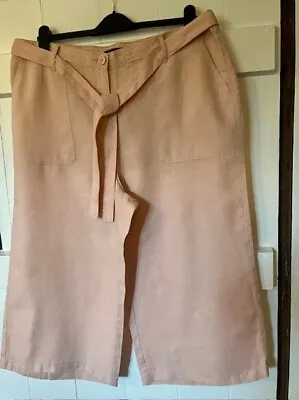 Marks & Spencer Collection Women's Pale Pink Linen Crop Trousers 18 Short BNNT • £4.99