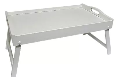 Breakfast Tray - Wooden In Bed Serving With Folding Legs For Food White T04 • £23.19