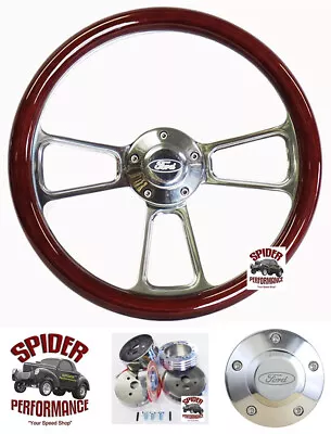 1978-1991 Ford Pickup Ranchero Bronco Steering Wheel FORD LOGO 14  WOOD BILLET • $242.99