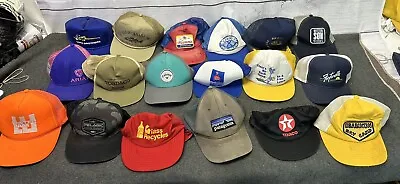 Vtg Snapback Trucker Hat Lot Of 18 Fish Travel Tourist Reseller Patagonia Texaco • $50.04