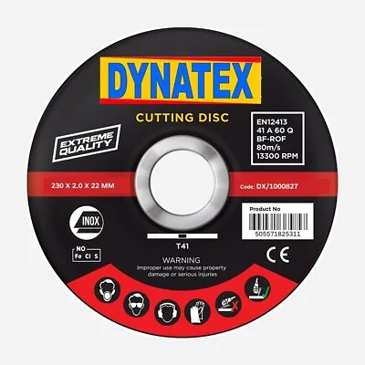 Cutting Disc Ultra Thin Single Stainless Steel 230mm X 2mm 22.2mm ID Bore Metal • £5.99