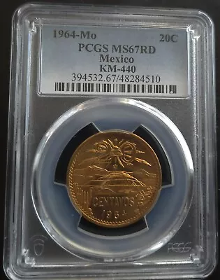 1964-mo 20c Pcgs Ms67rd Top Pop No Finer Know (pop 36/0) Mexico Red Example • $1.25