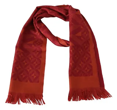 MISSONI Scarf Red Patterned Wool Unisex Neck Wrap Shawl Fringes 180cmx28cm $340 • $49.50