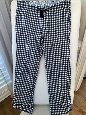 J Crew Pajamas Pants Large L 100% Cotton Weave Black White Check Drawstring • $19.88