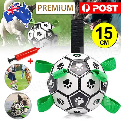 $15.95 • Buy Interactive Pet Dog Football Toys Grab Tabs Outdoor Training Soccer Toy W/ Pump