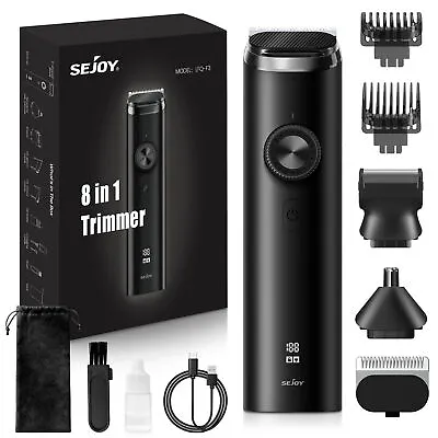 SEJOY 8in1 Beard Trimmer Cordless Hair Clippers Waterproof Rechargeable LED • $24.59