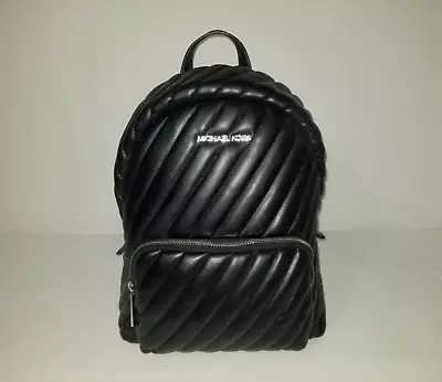 Michael Kors Erin Quilted Black Vegan Faux Leather Medium Backpack • $38