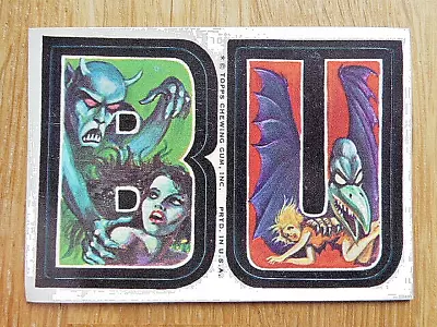 Topps Gum Monster Initials Stickers Letters B & U Tan Back 1973 • $6.20