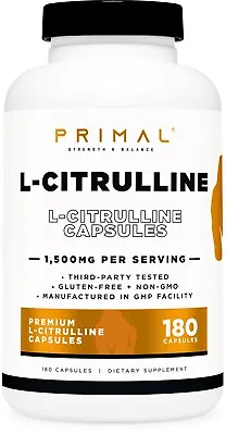 Primal L-Citrulline Capsules (180 Capsules) ( 1500 Mg Per Serving) • $17.98