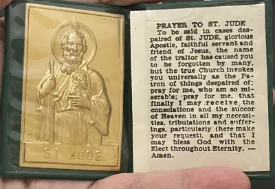 Vintage Catholic St Jude Pressed Medal Plaque In Prayer Sleeve • $9.99