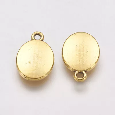 Metal Stamping Blanks Oval Charms Antiqued Gold Tone Initial Blanks Tags 15mm 5p • $2.99