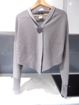 £44.99 • Buy CREA CONCEPT Grey Asymmetric Cardigan With Statement Button EU 44 Size 14 16