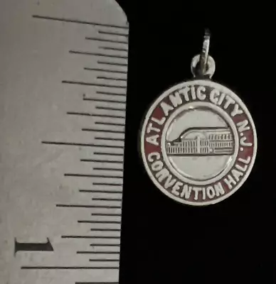 Vintage 925 Sterling Silver Atlantic City Convention Hall Red Enamel Charm • $9.99