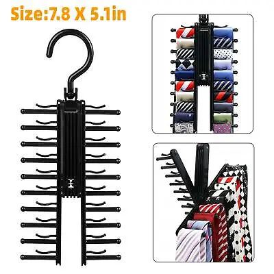 360° Adjustable Tie Rack Hanger Organizer Twirling Scarf Belt Closet Hook Holder • $9.98