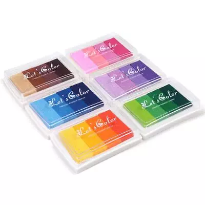 Craft Rainbow Finger Ink Pads Set Of 6 DIY Multicolor Craft Stamp Pads For K... • $10.79