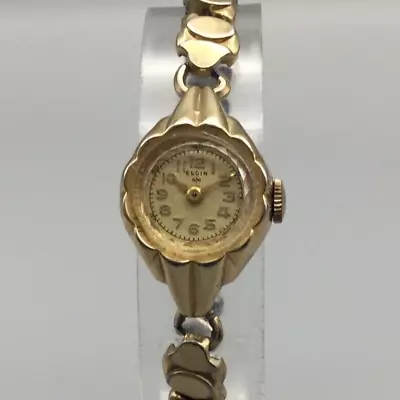 Vintage Elgin Watch Women 15mm 10K Gold Filled Scalloped Bezel Manual Wind • $53.99