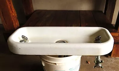 RARE VINTAGE PORCELAIN Cast Iron DOUBLE BUBBLER DRINKING FOUNTAIN • $125