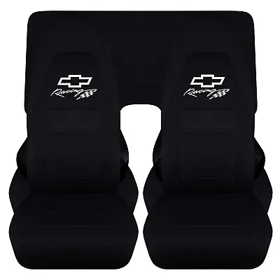 Fits Chevrolet Camaro Full Set Car Seat Covers Solid Blk  W/bowtie+Racing Design • $169.99