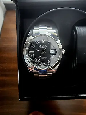 Authentic Men's Rolex Datejust II 41 Dark Grey Dial Luxury Watch 116300-0006 • $7650