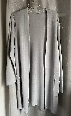 J. Jill XL L/S Open Front Long Knit Sweater Cardigan Linen/Viscose Silver Gray • $17.99