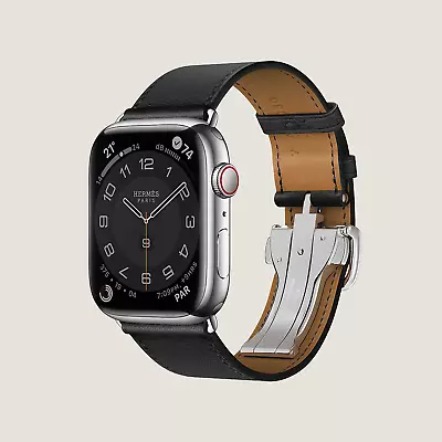 Apple Watch Band Hermes Single Tour 45 Mm Deployment Buckle (Noir) • $850