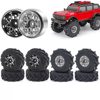 1.0  Beadlock Wheel Rims / Mud Tires For Axial SCX24 1/18 Traxxas TRX4M RC Car • $19.93