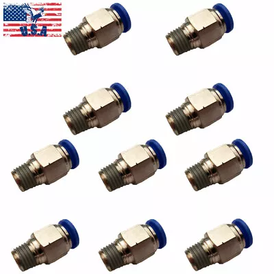 10Pc 10mm 3/8  OD Tube X 3/8  NPT Pneumatic Push To Connect Air Fitting • $12.99