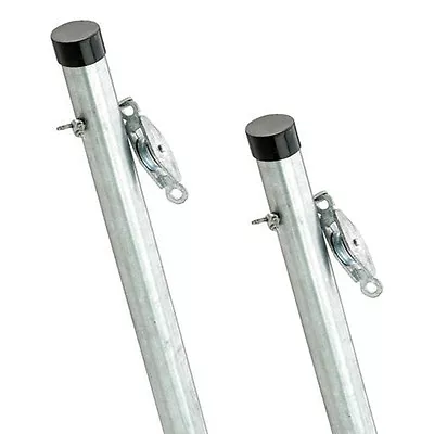 Washing Line Clothes Pole Post 2.4m 8ft One Piece Galvanised Cleat And Pulley X2 • £74.99