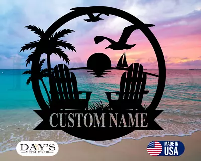 Tropical Themed Personalized Metal Sign Outdoor Metal Sign Beach House • $112.60