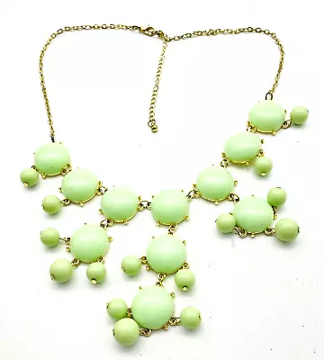 Mint Green Bubble Bib Necklace Gold Tone Bauble Cabochon Statement Cosplay LARP • $11.24