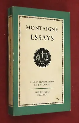 Montaigne Essays By Michel De Montaigne (1958 Paperback) Vintage • $12.95