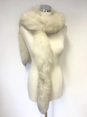 £125 • Buy Vintage Cream Arctic Fox Tail Long Scarf/stole