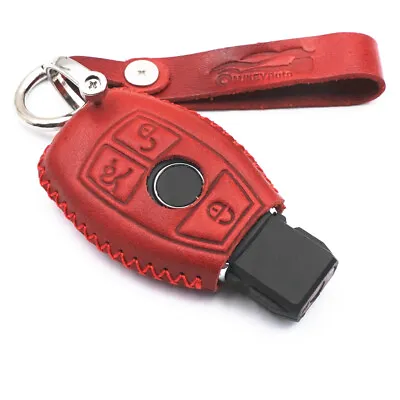 Red Leather For Mercedes Benz C E R CL GL SL CLK SLK 3 4 Buttons Key Fob Cover • $9.99