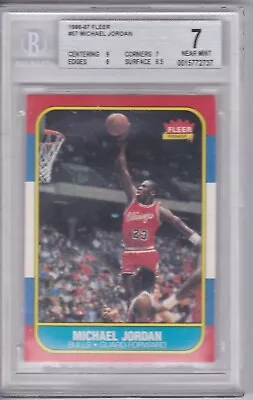 BGS 7 1986-87 Fleer Michael Jordan Rookie RC Card # 57 BGS 7 NM • $3895