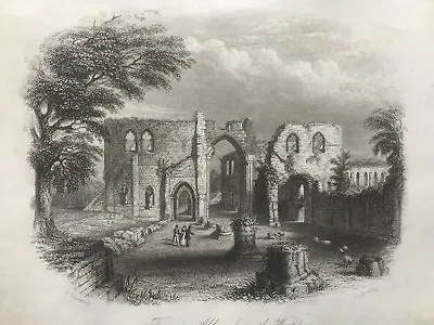 1844 Antique Print; Furness Abbey Dalton-in-Furness Cumbria By Crosthwaite • £9.99