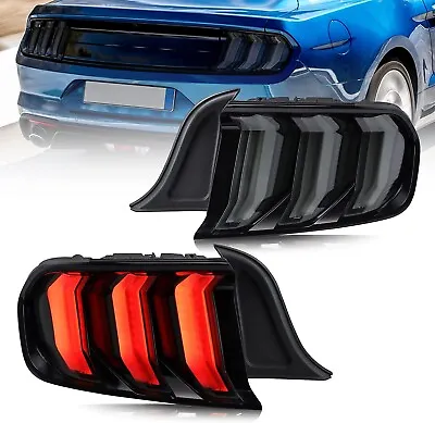 For 15-2023 Ford Mustang Tail Lights LED Sequential Turn Signal Smoke Euro Style • $369.99