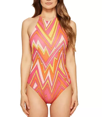 M Missoni Pink Multi Retro Zigzag One Piece Swimsuit Women's Size 38 L71918 • $197.65