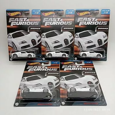 5pcs 2023 Hot WheelS Fast & Furious Mix 3 Bugatti Veyron White 7/10 • $142.46