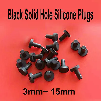 Solid Cover Plugs Black Silicone Plugs Blind Plugs For Holes Cover Caps Φ3~Φ15mm • £1.62