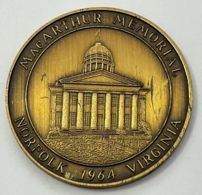 MacArthur Memorial 1964 Norfolk VA  Souvenir 1 3/8” Wide Token Medal • $3.99