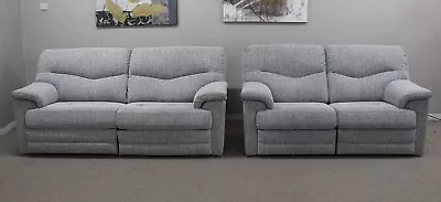 G Plan Stratford Harbour Slate Fabric Power 3 & 2 Power Seater Sofas RRP £6098 • £2795